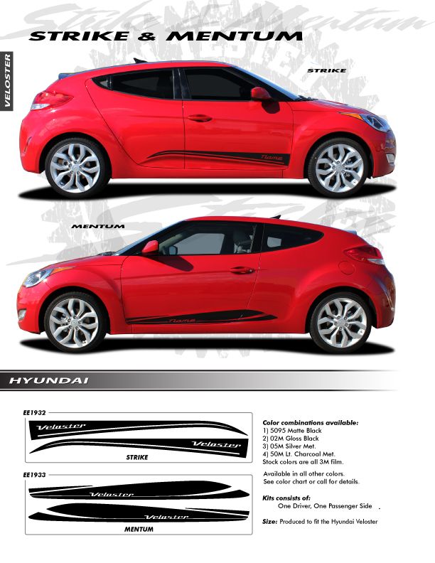 For Hyundai Veloster Mentum Graphics Kit EE1933 Decals Trim Emblems 