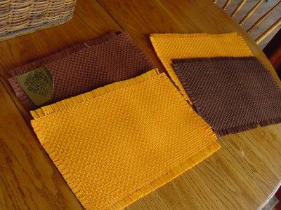 1970s Brown Orange Yellow Kitchen Placemats Napkins Retro Vintage 