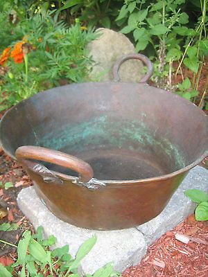 Vintage Antique Heavy Copper Kettle Apple Butter Pot Primitive 