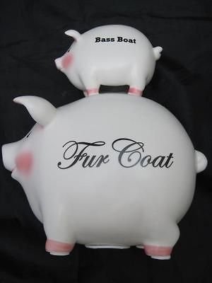 PassThe Buck Piggy Banks Fur Coat Bass Boat NIB Free US SHIP