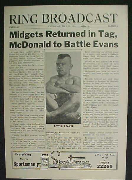 Wrestling Program 1951 Calgary Little Beaver Midgets