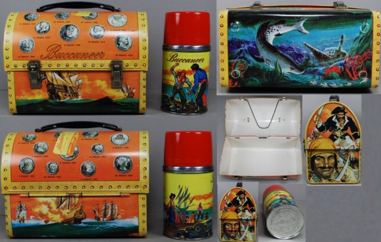 Buccaneer 1957 Aladdin Lunchbox & Thermos Dome Pirates UNUSED