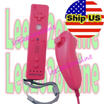 Pink Built in Motion Plus Remote Nunchuck Controller for Nintendo wii 
