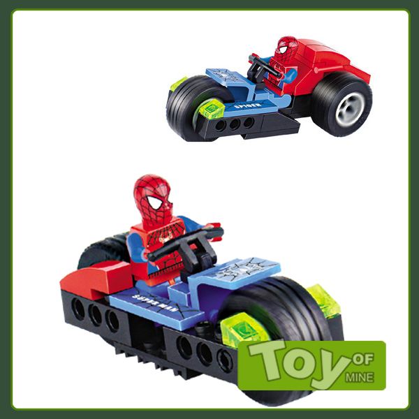42pcs Spiderman with Red Speed Car Building Blocks Bricks