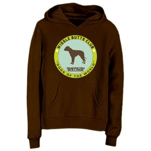 American Bulldog Wiggle Butts Club Dogs Hoodie Brown