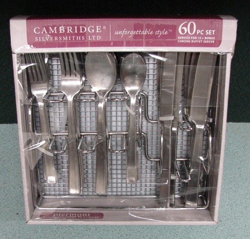 Cambridge Silversmiths 60 Piece Piermont Stainless Steel Flatware 