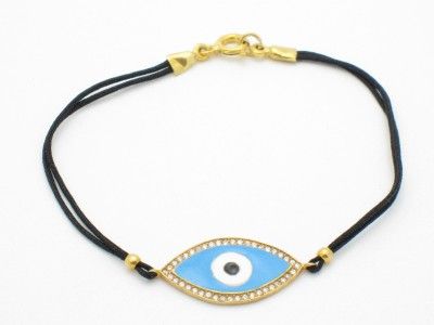 Evil Eye Kabbalah 18kt Gold Silver Diamond Set Bracelet