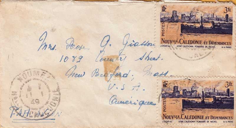 NEW CALEDONIA and DEPENDENCIES ~ 1948 Cover to USA with 3 Stamps