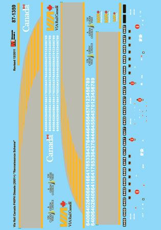 Microscale Decal N 60 1359 Via Rail Canada Rebuilt F40PH 2 Locomotives 