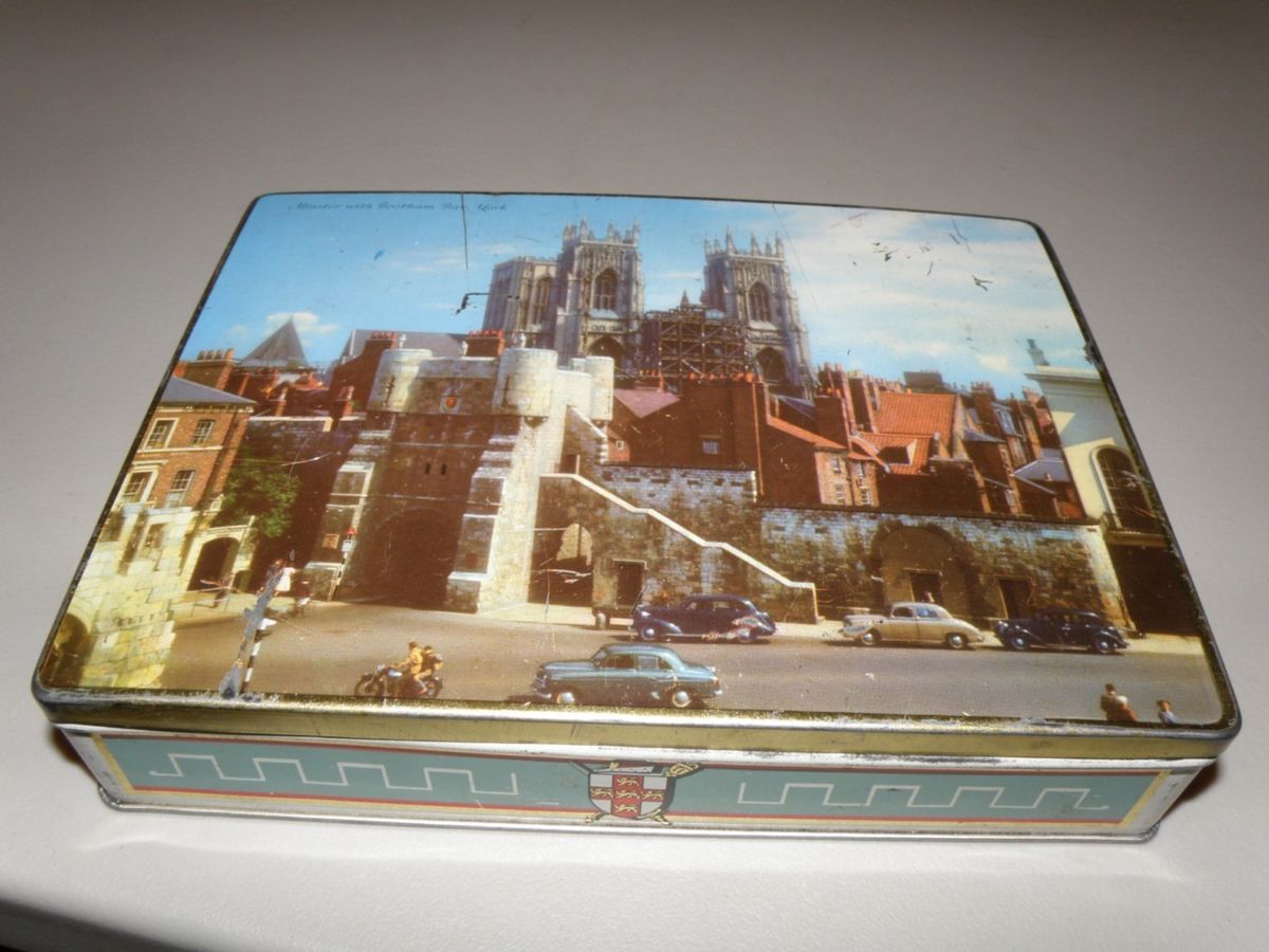 Vintage York Chocolate Tin with British Castel Scene Made in England 