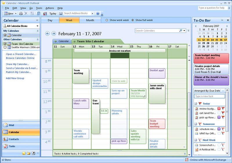 Calendar overlay view makes it easy to navigate your personal calendar 