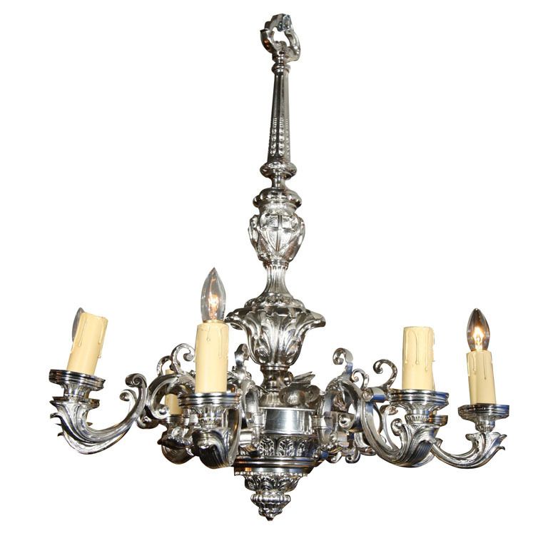 Silver Overlay Solid Bronze Candelabra Chandelier