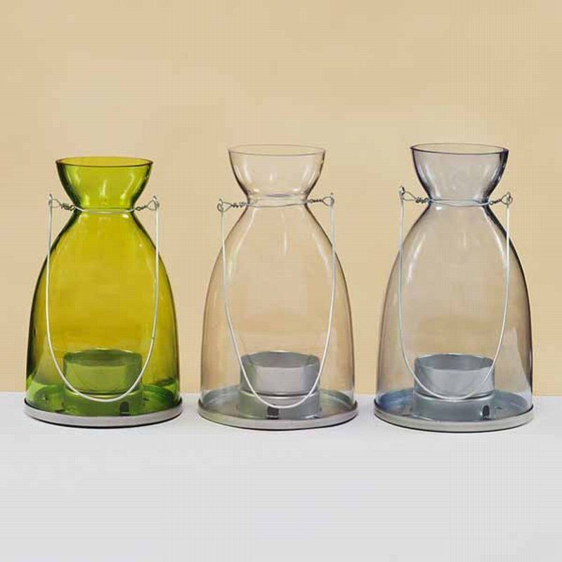 Set 3 Hanging Lantern Glass Tea Light Candle Holder