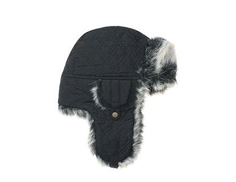 NEW WOMENS CAPELLI NEW YORK EAR FLAP Q LC15531 MUFF HAT FUR GRAY BLACK 