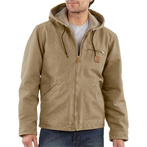 Featuring a sherpa lined body and hood, Carhartts Sandstone Sierra 