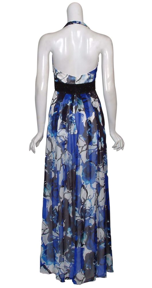 Carmen Marc Valvo Floral Print Silk Gown Dress 2 New
