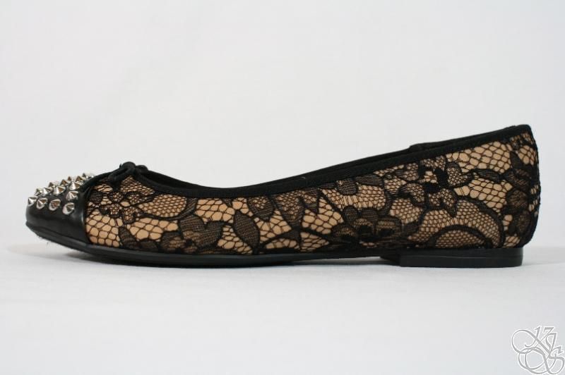 Rachel Roy Rfcastalia Natural Black Studded Ballet Flats Womens Shoes 