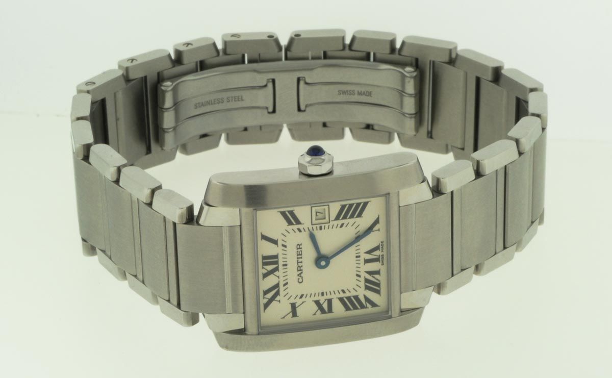 cartier man s watch stainless steel tank style with traditional roman 