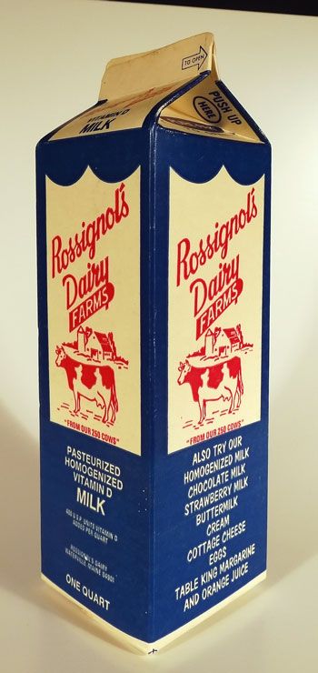 Rossignel’s Dairy Farms Quart Milk Carton Waterville Maine Me