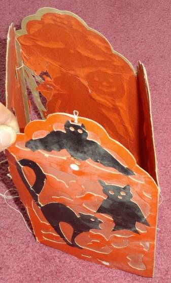 Vintage 4 Sided Cardbaord Halloween Lantern Shade