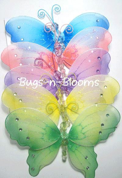   hanging CRYSTAL decor 7 BUTTERFLY MOBILE baby ceiling decoration