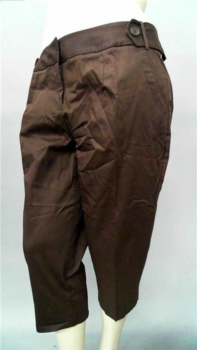 Cato Classic Womens Plus 20W Lightweight Capri Pants Brown Solid 