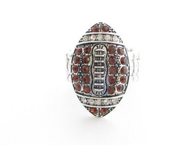 Football Brown Crystal Fashion Stretch Ring Jewelry