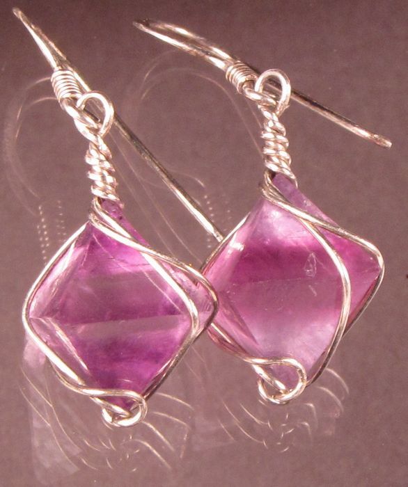 Purple Fluorite Octahedron Cave in Rock IL Argentium Sterling Silver 