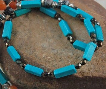 Southwest Style Eyeglass Holder Chalk Turquoise Silkstone Aventurine 