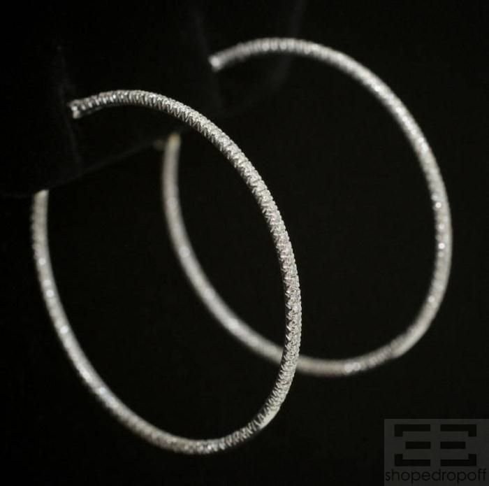 Cathy Waterman Platinum Micropave Diamond .76ct Hoop Earrings