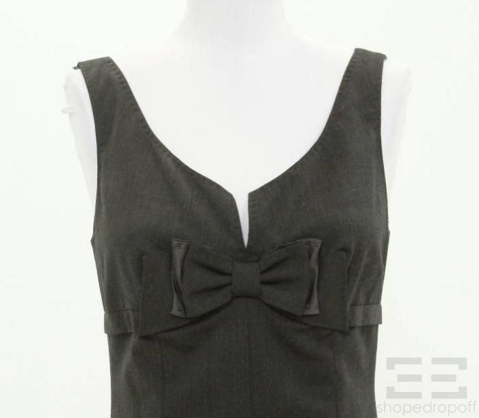 Rebecca Taylor Charcoal Wool Bow Sleeveless Dress Size 4 NEW