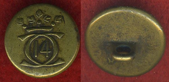 Post Rev War Swedish King Charles 14 Button Svenska Knapp