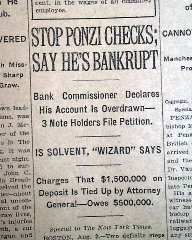 PONZI SCHEME Charles Ponzi Wall Street Exposed & WOMENS SUFFRAGE 1920 