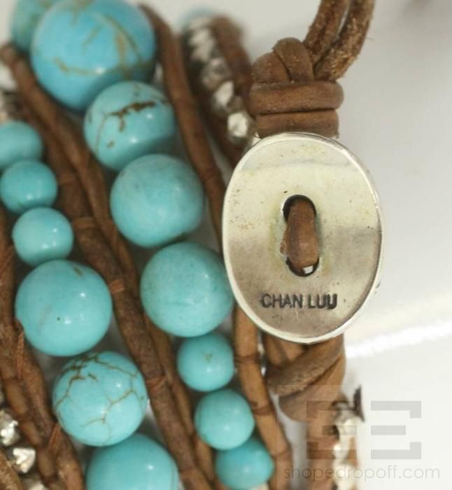 Chan Luu Sterling Silver And Turquoise Leather Wrap Bracelet