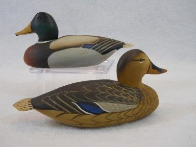   Duck Miniature Decoy Pair by W A Coleman Chestertown MD Chesapeake Bay