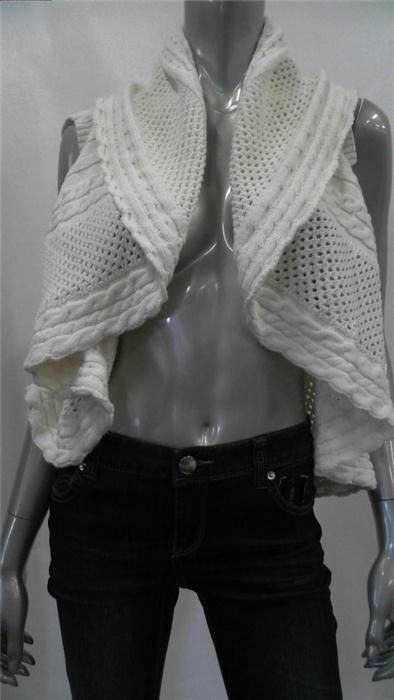 Andrew Charles Misses Womens Crochet Cardigan Sweater Sz M Vanilla Ice 