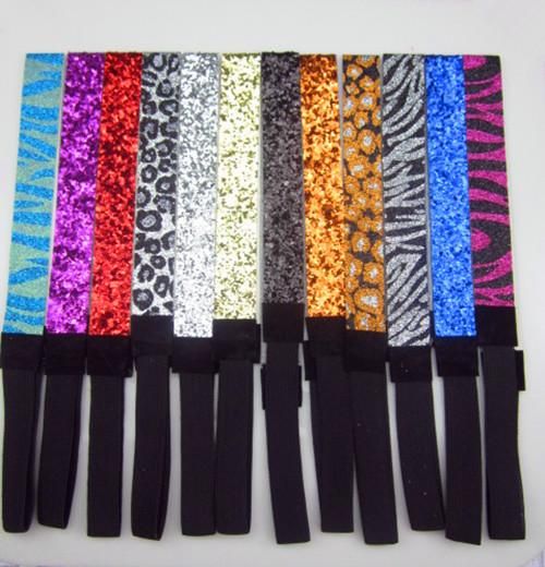 Mix 12pcs Glittery Headband Glitter Stretch Sparkly Softball Sports 