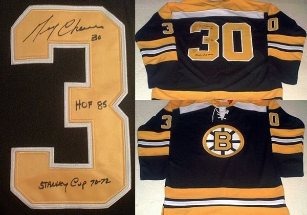 Gerry Cheevers Signed Boston Bruins Vintage Jersey w HOF85 70 72 Cup 