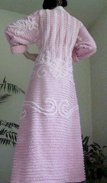   Womans BATHROBE ~ Hand Made Robe from VINTAGE CHENILLE Bedspread OOAK