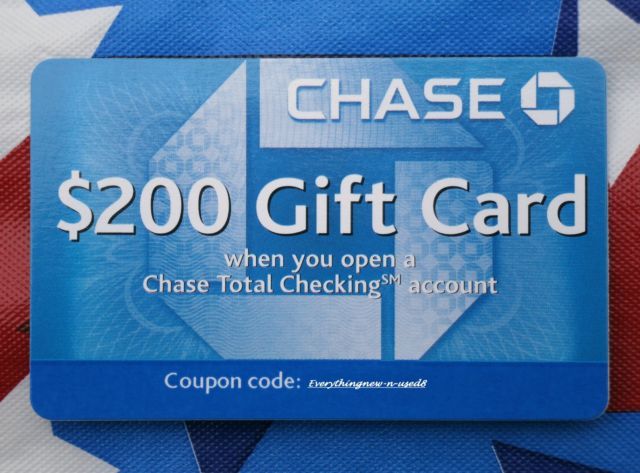 Chase $200 Checking Bonus Coupon Card Direct Deposit not Required Exp 