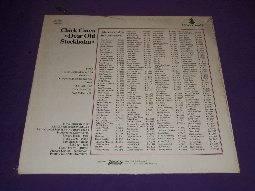 Chick Corea Dear Old Stockholm Tobacco Road 2546 RARE