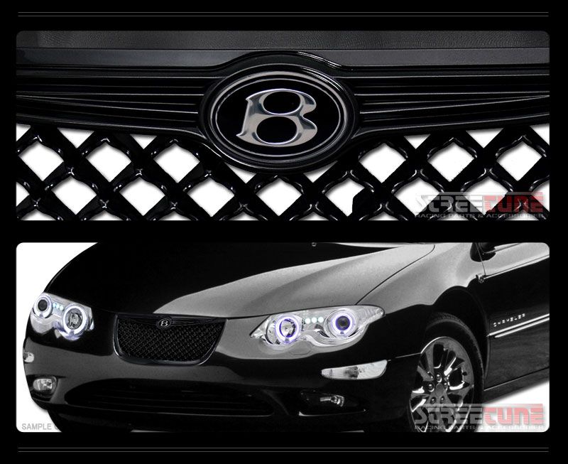  Mesh Front Hood Grill Grille ABS B Emblem 99 04 Chrysler 300M