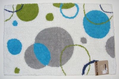 Galaxy Cotton Bath Rug Green Blue Bubbles Circles Dots