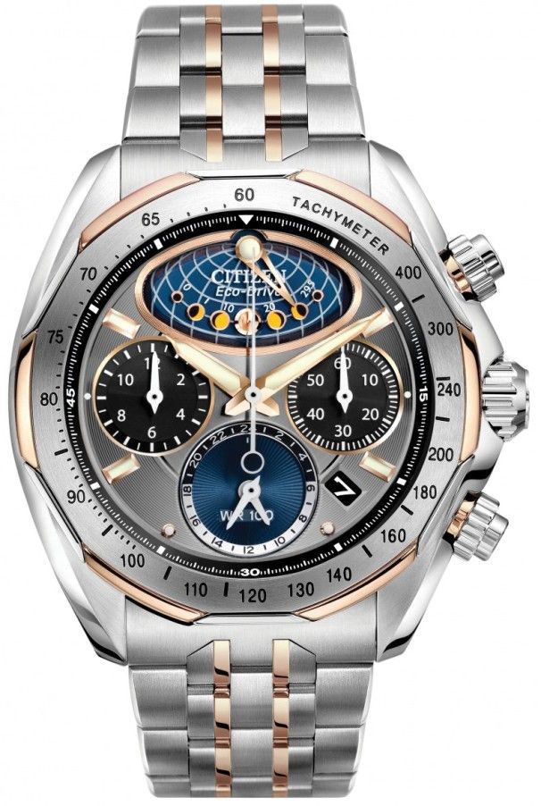 Citizen Signature Eco Drive Flyback Moonphase Mens Watch AV3006 50H