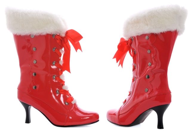 Santa Mrs Claus Christmas Holiday Costume Boots Heels