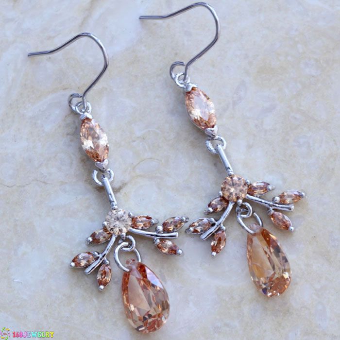  EARRINGS PRETTY HONEY CITRINE SILVER AAA CLASSY STONE 168JEWELRY