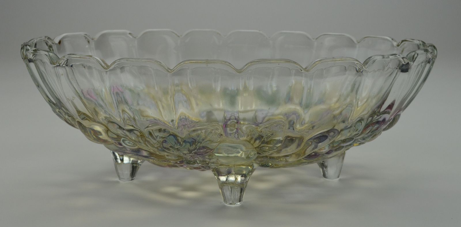 Indiana Glass Clear Footed Fruit Bowl Decorative Collectible Vintage