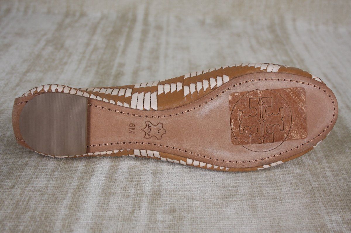 Tory Burch Theo Woven Leather Ballet Flats Sandals Size 6 $275 New