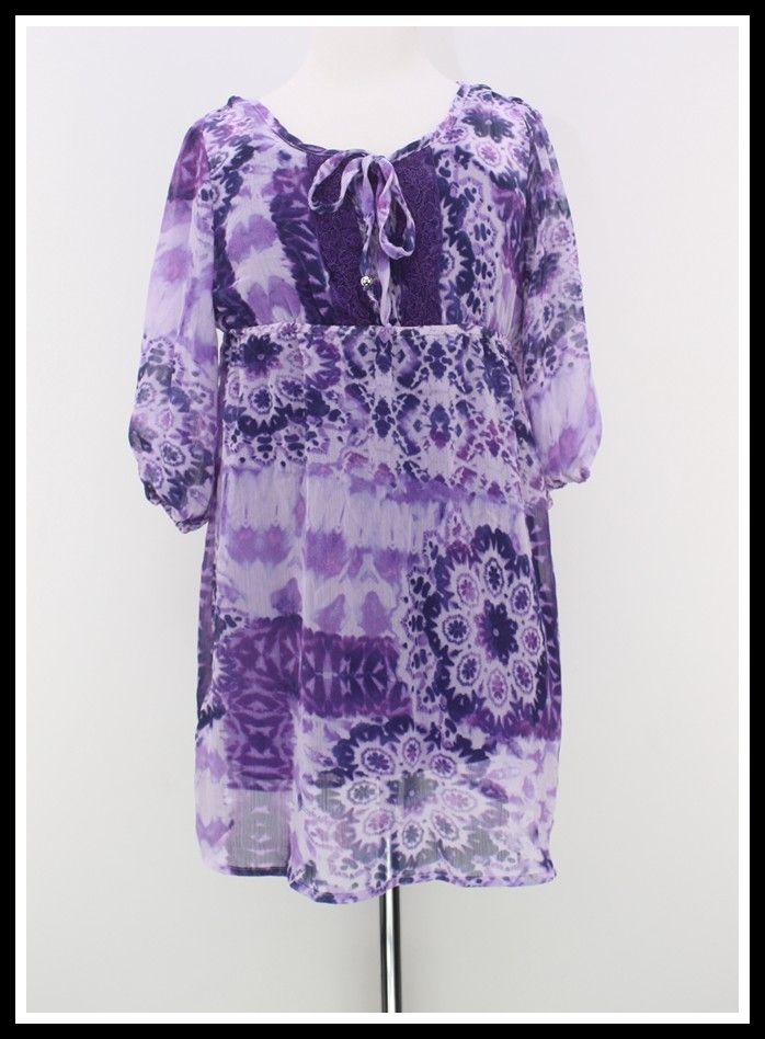 Zunie s Size 7 8 Purple Chiffon Layered Peasant Boho Girls