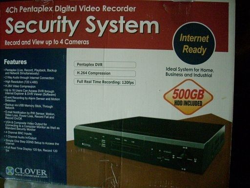 CLOVER CDR0440 500 gb DVR w/ 4 cameras security system. surveillance